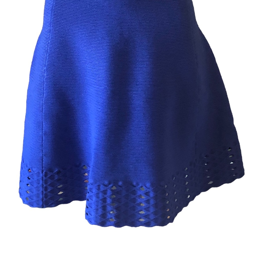 Ted Baker Royal Blue Zaralia Fit & Flare Knit Dress Full Skirt Bodice Cut Outs - Picture 4 of 15